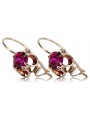 "Original Vintage Ruby Earrings in 14K Rose Gold - Unique Russian Soviet Design vec035" style