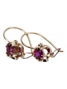 "Original Vintage Ruby Earrings in 14K Rose Gold - Unique Russian Soviet Design vec035" style