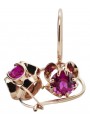 "Original Vintage Ruby Earrings in 14K Rose Gold - Unique Russian Soviet Design vec035" style