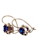 Luxurious 14K Rose Pink Gold and Sapphire Earrings - Vintage Russian Soviet Era Inspired vec035