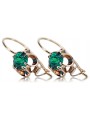 Vintage Russian 14K Rose Gold Emerald Earrings - Authentic Soviet Jewelry vec035