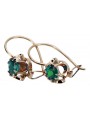 Vintage Russian 14K Rose Gold Emerald Earrings - Authentic Soviet Jewelry vec035