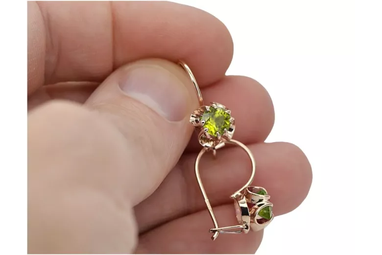 "Vintage Russisch Sowjet Peridot Ohrringe in 14k Roségold vec035 Originales" style