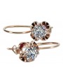 Or rose 14 carats avec zircon, Boucles d'oreilles vintage d'origine soviétique russe. style