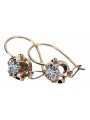 Or rose 14 carats avec zircon, Boucles d'oreilles vintage d'origine soviétique russe. style