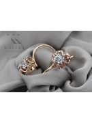 Authentic Russian Soviet 14K Rose Gold Zircon Earrings vec035