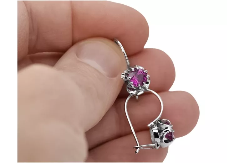 Silber 925 Amethyst Ohrringe vec035s Vintage