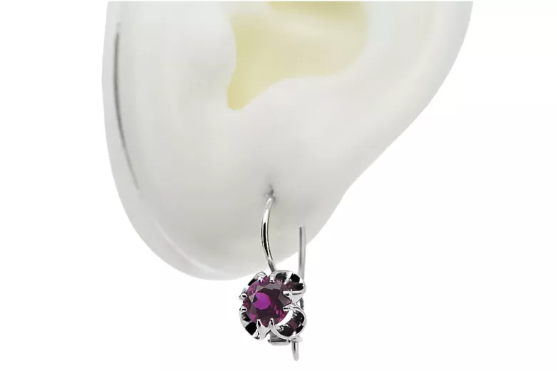 Silver 925 amethyst earrings vec035s Vintage