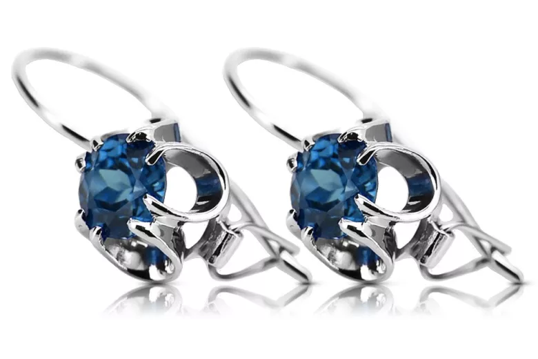 Boucles d'oreilles argent 925 aigue-marine vec035s Vintage