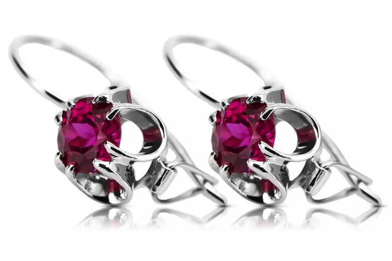 Silver 925 ruby earrings vec035s Vintage