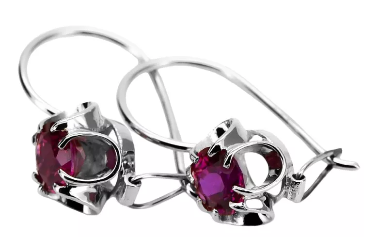 Silver 925 ruby earrings vec035s Vintage