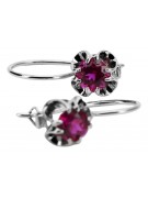 Silver 925 ruby earrings vec035s Vintage