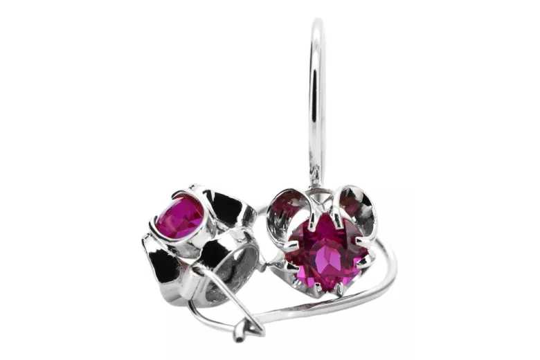 Silver 925 ruby earrings vec035s Vintage