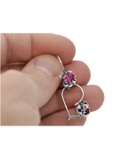 Silver 925 ruby earrings vec035s Vintage