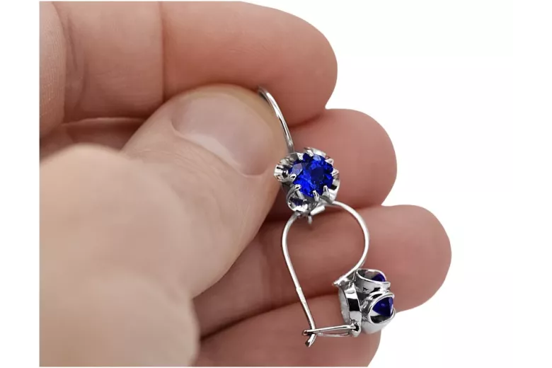 Silver 925 sapphire earrings vec035s Vintage