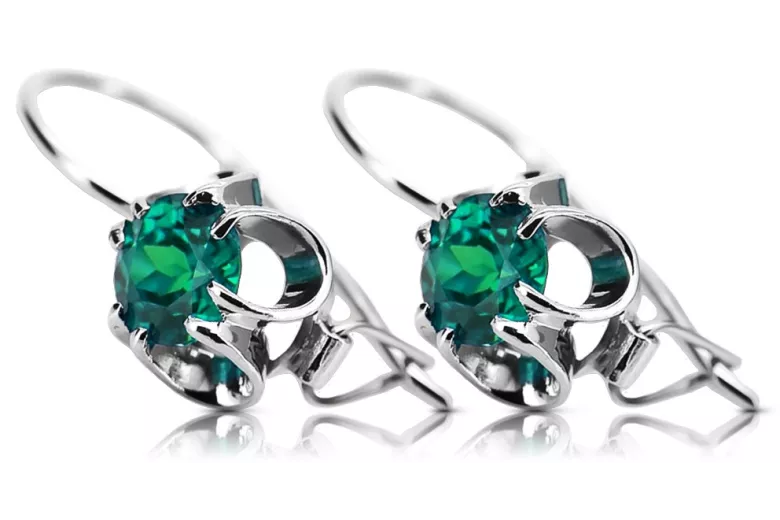 Silver 925 emerald earrings vec035s Vintage