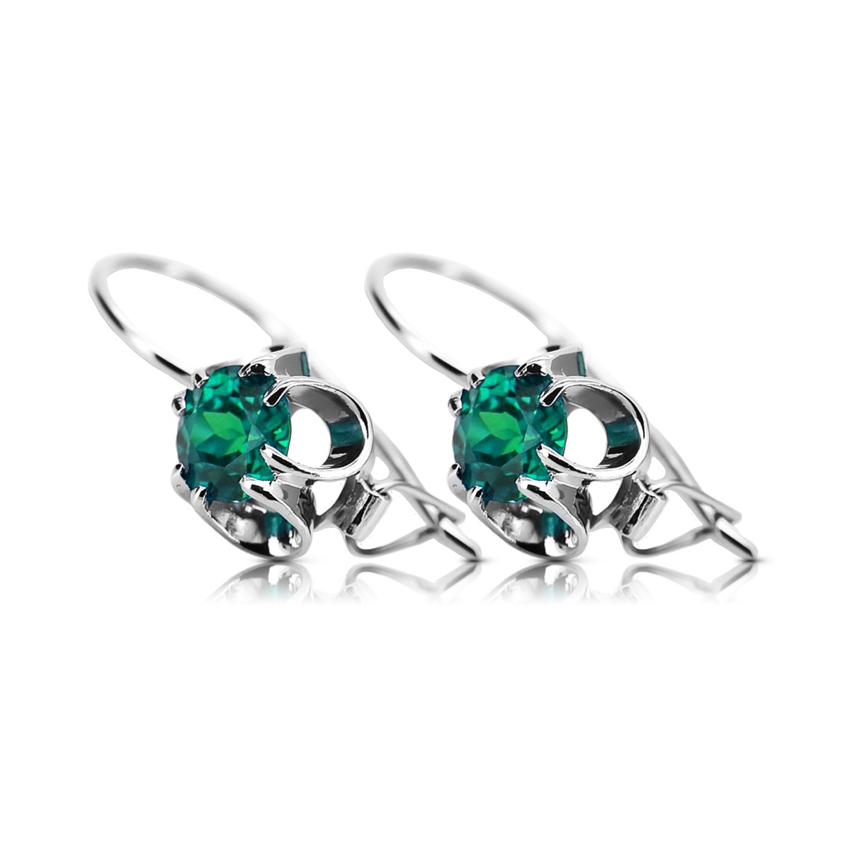 Boucles d'oreilles argent 925 émeraude vec035s Vintage