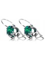 Boucles d'oreilles argent 925 émeraude vec035s Vintage