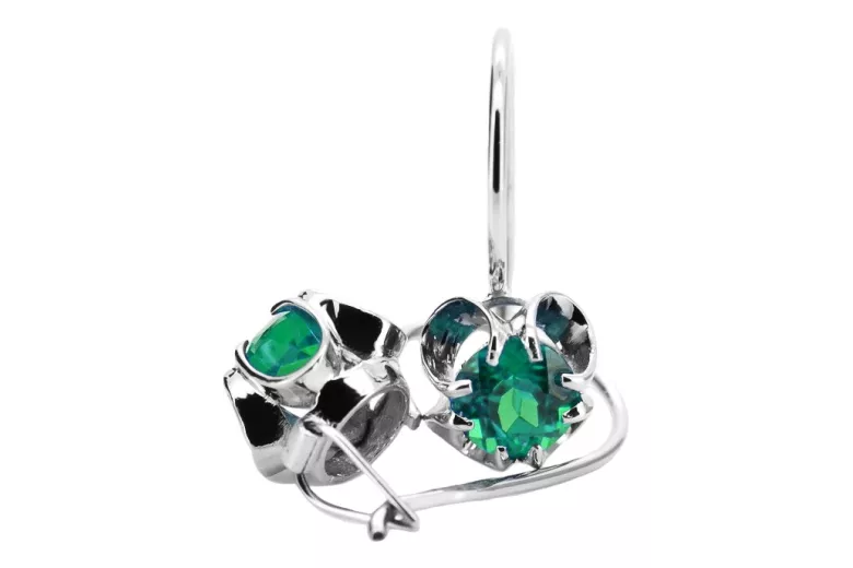 Silver 925 emerald earrings vec035s Vintage