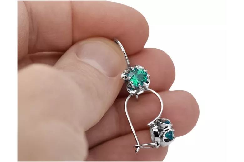 Silver 925 emerald earrings vec035s Vintage