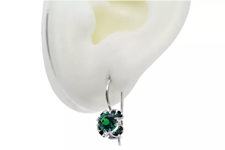 Silver 925 emerald earrings vec035s Vintage