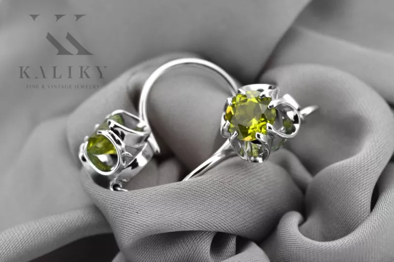 Pendientes plata 925 peridoto vec035s Vintage