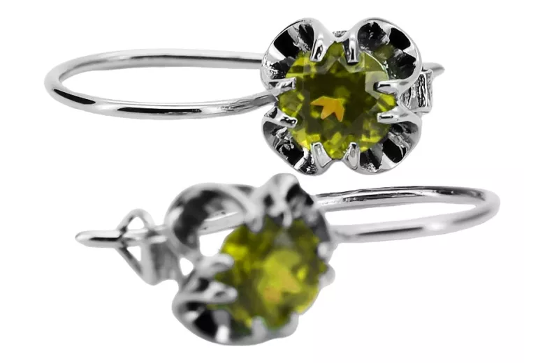 Silber 925 Peridot-Ohrringe vec035s Vintage