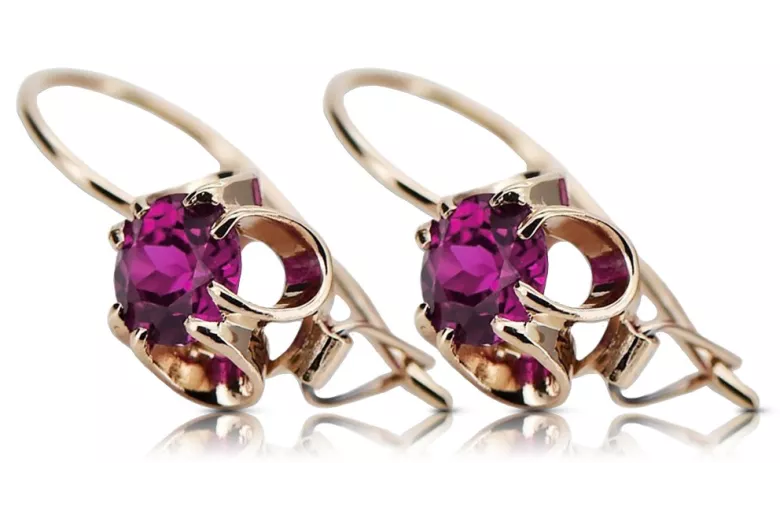 Silver rose gold plated 925 amethyst earrings vec035rp Vintage