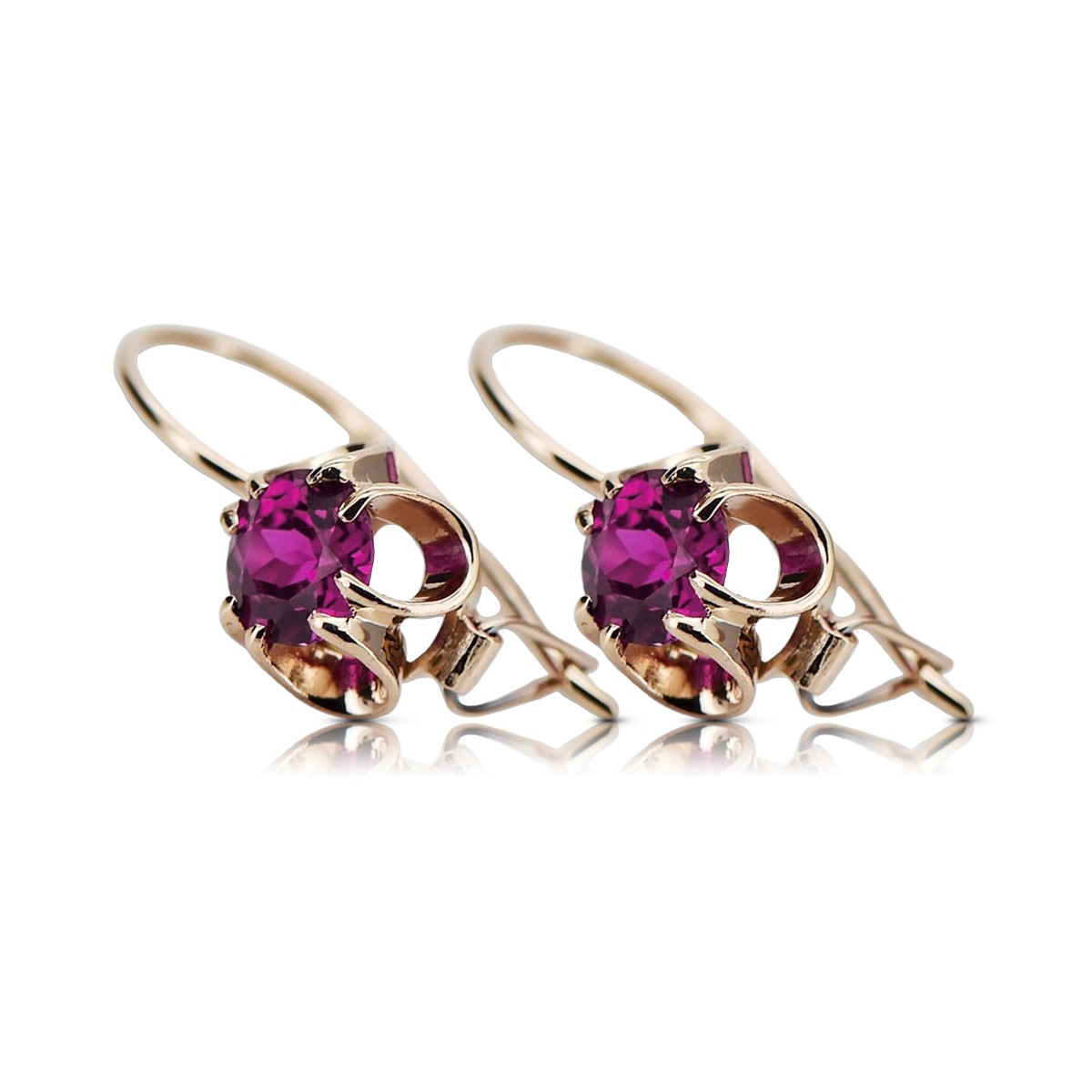 Silver rose gold plated 925 amethyst earrings vec035rp Vintage