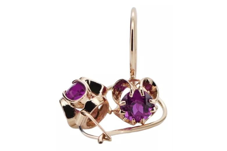 Silver rose gold plated 925 amethyst earrings vec035rp Vintage