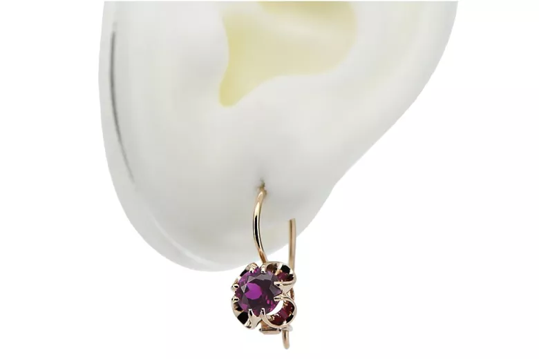 Silver rose gold plated 925 amethyst earrings vec035rp Vintage