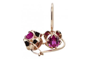 Silber rosévergoldete 925er Rubin-Ohrringe vec035rp Vintage