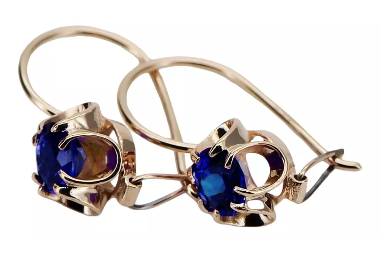 Silver rose gold plated 925 sapphire earrings vec035rp Vintage