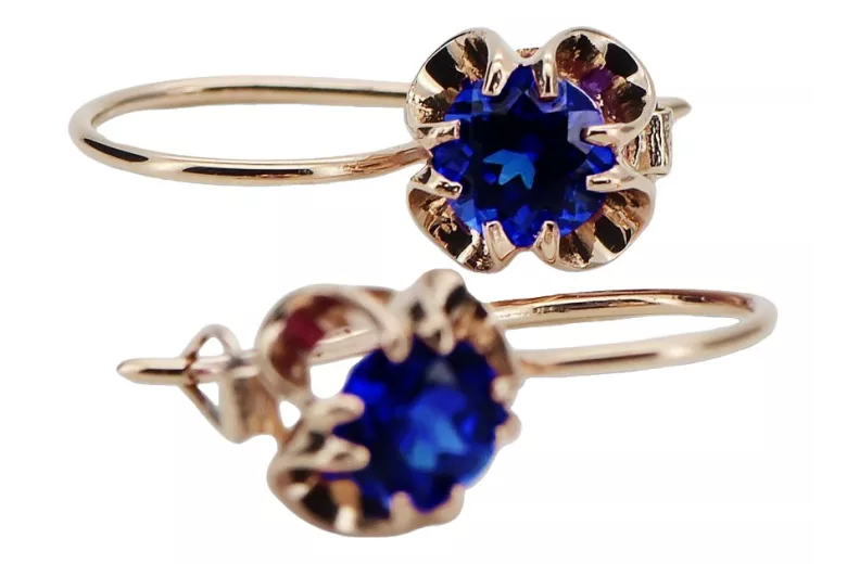 Silver rose gold plated 925 sapphire earrings vec035rp Vintage