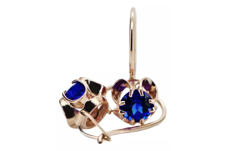 Silver rose gold plated 925 sapphire earrings vec035rp Vintage