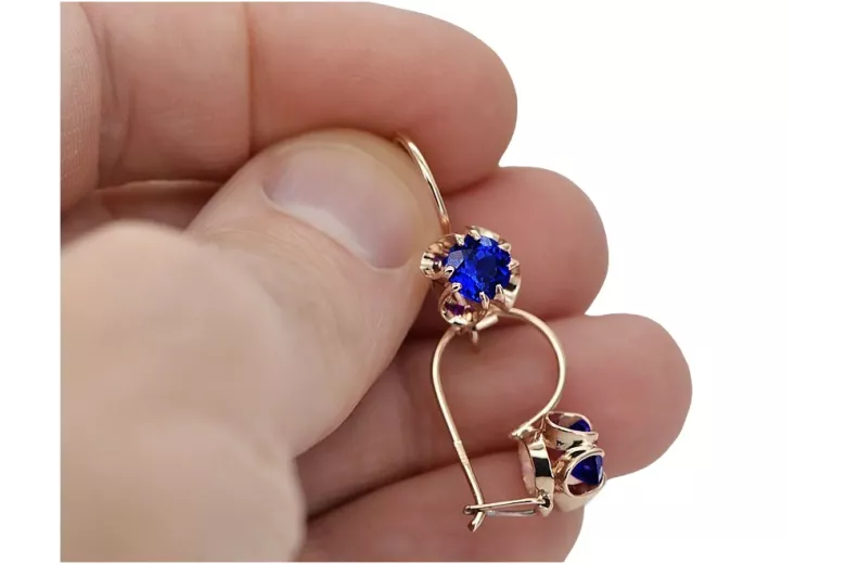 Silver rose gold plated 925 sapphire earrings vec035rp Vintage