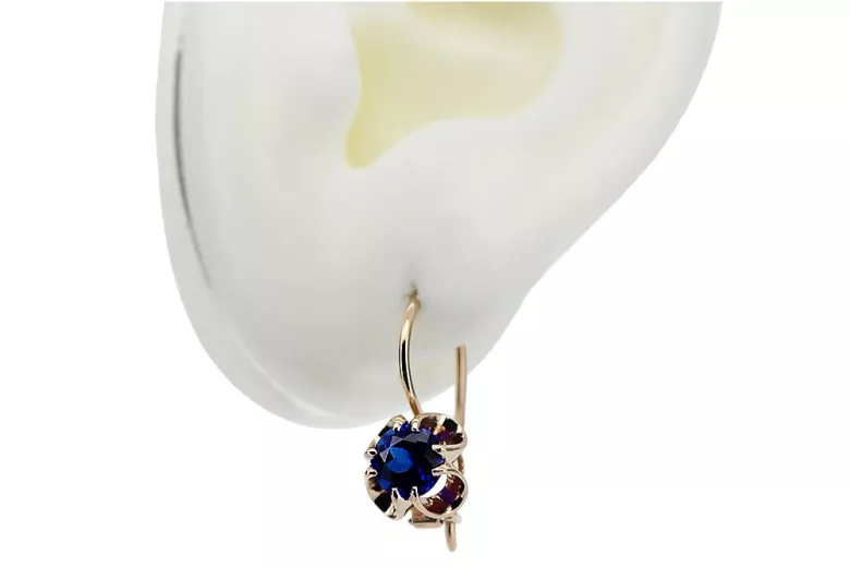 Silver rose gold plated 925 sapphire earrings vec035rp Vintage