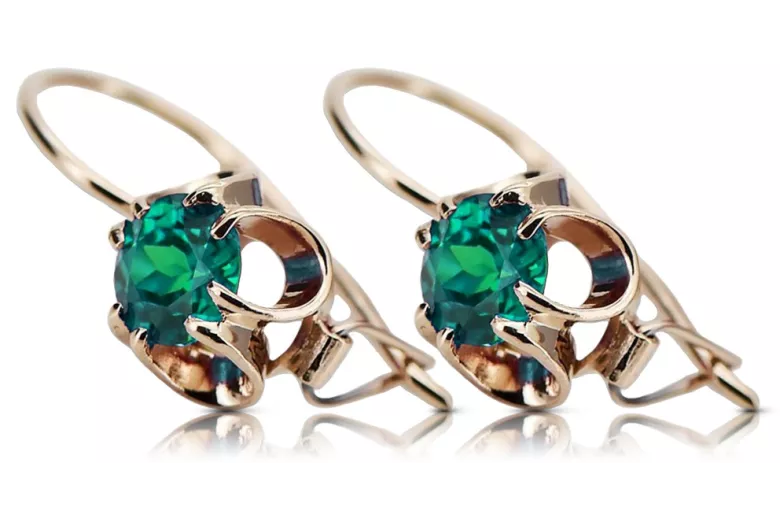 Silver rose gold plated 925 emerald earrings vec035rp Vintage