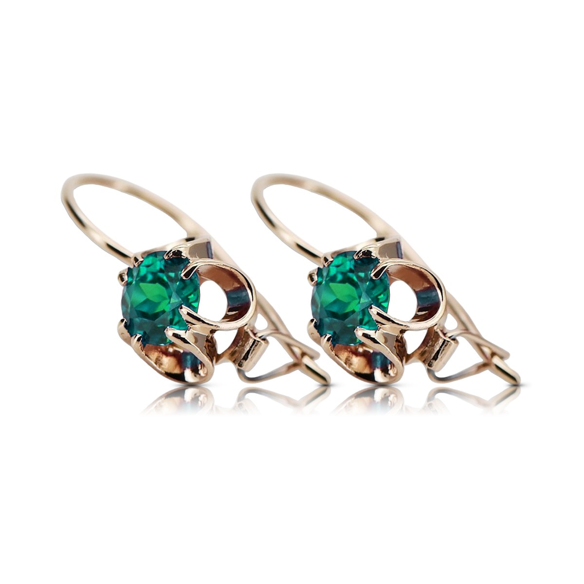 Silver rose gold plated 925 emerald earrings vec035rp Vintage