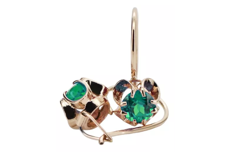 Silver rose gold plated 925 emerald earrings vec035rp Vintage