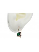 Silver rose gold plated 925 emerald earrings vec035rp Vintage