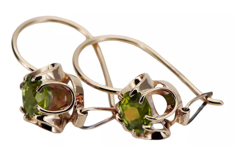 Silver rose gold plated 925 peridot earrings vec035rp Vintage