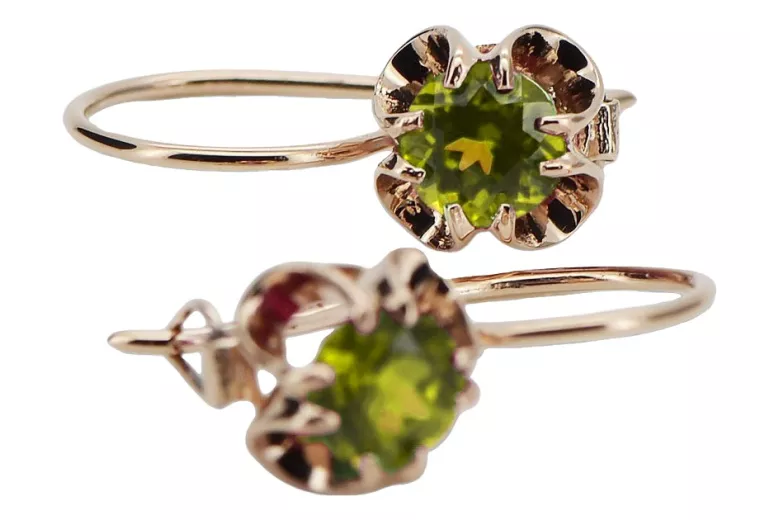 Silver rose gold plated 925 peridot earrings vec035rp Vintage