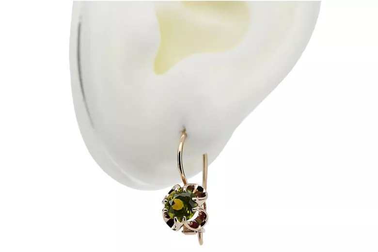 Silver rose gold plated 925 peridot earrings vec035rp Vintage