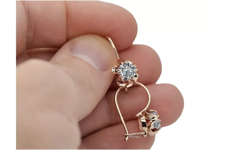 Silver rose gold plated 925 zircon earrings vec035rp Vintage