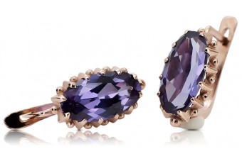 Exquisite Original 14K Rose Gold and Alexandrite Earrings vec174