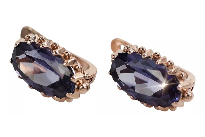 Exquisite Original 14K Rose Gold and Alexandrite Earrings vec174