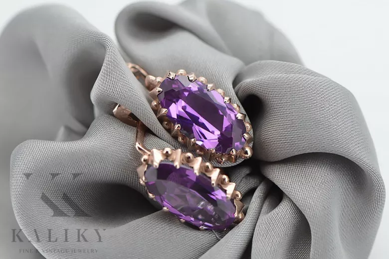 Exquisites 14 Karat Rose Pink Gold Amethyst Schmuckstück vec174 Vintage