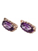 Original Vintage Amethyst Earrings in 14K Rose Gold - Classic Design vec174