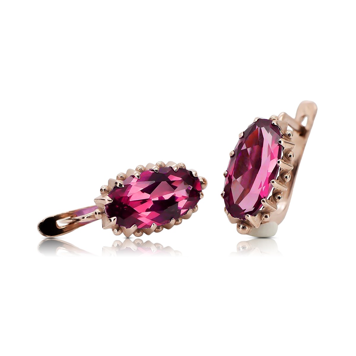 Vintage Inspired 14K Rose Gold Ruby Earrings - A Timeless Classic vec174